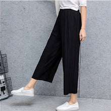 Load image into Gallery viewer, Fold Pleated Pants Trousers For Women Bottoms All Reason Casual Pants Mid Waist Wide Leg Pants Female Pantalon Mujer